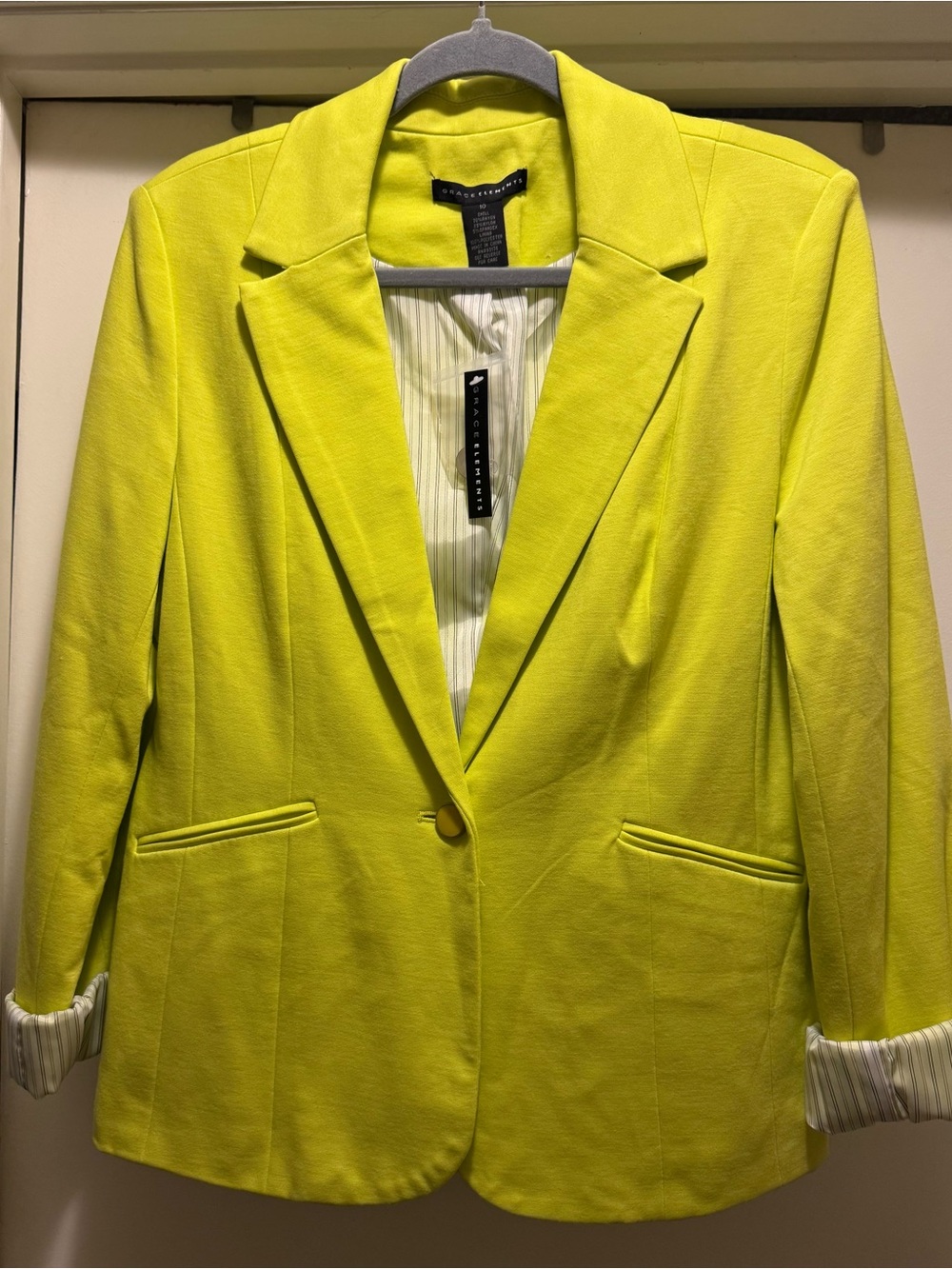 Grace Elements Bright Lime Single-Button Blazer Size 10